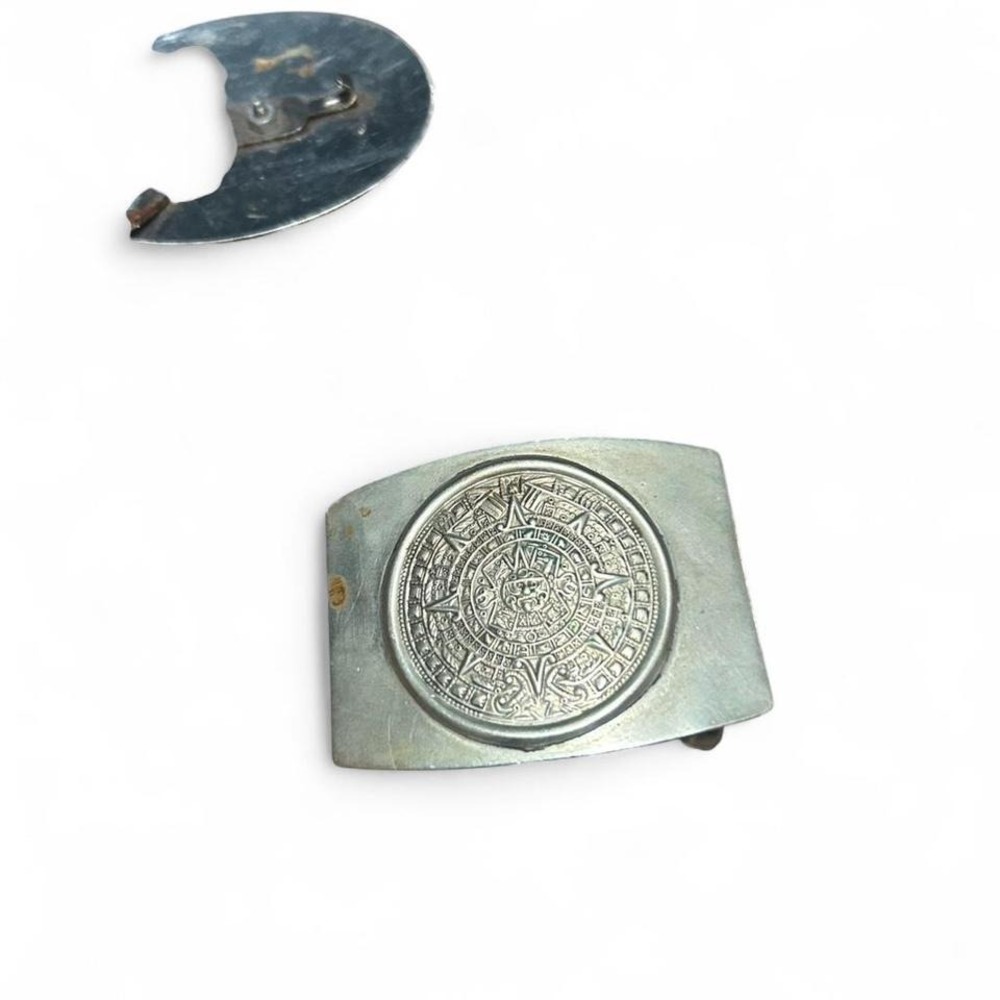 Vintage Silver tone Aztec belt buckle with sun sign (xs1) - Picture 3 of 6